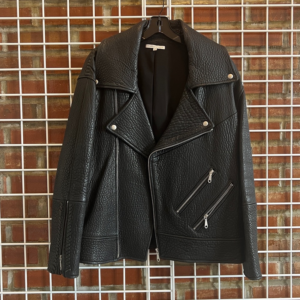 Rebecca Minkoff 100% Lambskin Oversized Leather Biker Jacket Size M